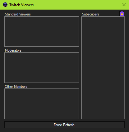 Twitch Api Interface Preview